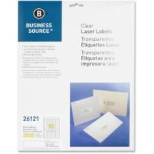 Business Source Clear Address Label - Permanent Adhesive - 1/2'' Width x 1 3/4'' Length - Rectangle - Laser - Clear - 2000 / Pack