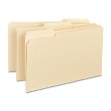 Business Source Interior File Folder - Legal - 8 1/2'' x 14'' Sheet Size - 1/3 Tab Cut - Assorted Position Tab Location - 11 pt. Folder Thickness - Manila - Recycled - 100 / Box