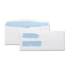 Business Source White Envelopes - Double Window - #10 - Gummed - 500/Box