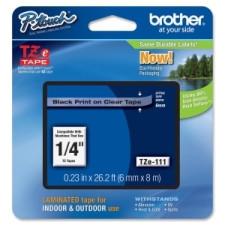 Brother TZ Label Tape Cartridge - 15/64'' Width x 26 1/4 ft Length - Clear, Black - 1 Each
