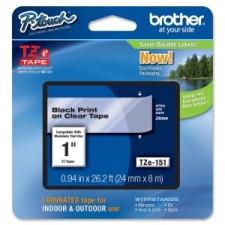 Brother TZe Label Tape - 1'' Width x 26 1/5 ft Length - Rectangle - Thermal Transfer - Clear - 1 Each