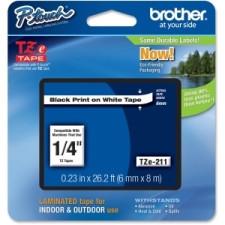 Brother TZ Label Tape Cartridge - 1/4'' Width x 26 ft Length - White - 1 Each