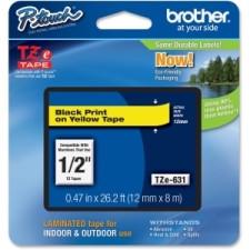 Brother P-touch TZE631 Label Tape - 15/32'' Width x 26 1/4 ft Length - Rectangle - Yellow - 1 Each