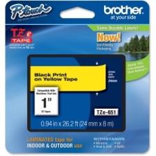 Brother TZ Label Tape - 1'' Width x 26 1/5 ft Length - Rectangle - Thermal Transfer - Yellow - 1 Each