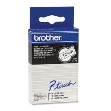 Brother P-touch TC201 Label Tape - Permanent Adhesive - 15/32'' Width x 26 1/4 ft Length - Rectangle - White, Black - 1 Each