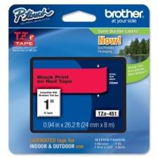 Brother Black on Red Label Tape - 15/16'' Width x 26 1/4 ft Length - Thermal Transfer - Black, Red - 1 Each