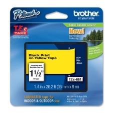Brother TZE-661 Black on Yellow Lettering Tape - 1 1/2'' Width x 26 1/5 ft Length - Thermal Transfer, Direct Thermal - Yellow - 1 Each