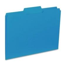Business Source Interior File Folder - Letter - 8 1/2'' x 11'' Sheet Size - 1/3 Tab Cut - Assorted Position Tab Location - 11 pt. Folder Thickness - Blue - Recycled - 100 / Box
