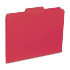 Business Source Interior File Folder - Letter - 8 1/2'' x 11'' Sheet Size - 1/3 Tab Cut - Assorted Position Tab Location - 11 pt. Folder Thickness - Red - Recycled - 100 / Box