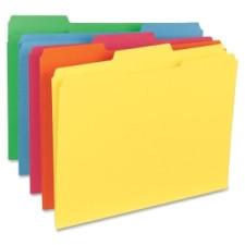 Sparco Top Tab File Folder - Letter - 8 1/2'' x 11'' Sheet Size - 1/3 Tab Cut - Assorted Position Tab Location - 11 pt. Folder Thickness - Red, Green, Yellow, Orange, Blue - Recycled - 100 / 