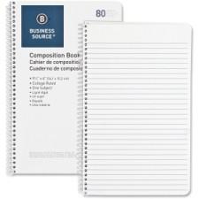 Business Source Composition Book - 80 Sheets - Printed - Wire Bound - 16 lb Basis Weight - 6'' (152.4 mm) x 9.5'' (241.3 mm) - White Paper - 1Each
