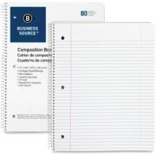 Business Source Notebook - 80 Sheets - Printed - Wire Bound - 16 lb Basis Weight - Letter 8.5'' (215.9 mm) x 11'' (279.4 mm) - White Paper - 1Each