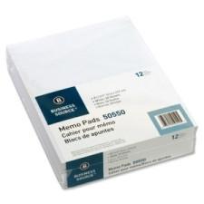 Business Source Memorandum Pad - 50 Sheets - Plain - Glue - 16 lb Basis Weight - Letter 8.5'' (215.9 mm) x 11'' (279.4 mm) - White Paper - 1Dozen