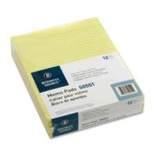Business Source Memorandum Pad - 50 Sheets - Printed - Glue - 16 lb Basis Weight - Letter 8.5'' (215.9 mm) x 11'' (279.4 mm) - Canary Paper - 1Dozen