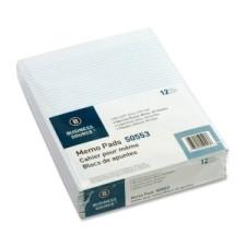 Business Source Memorandum Pad - 50 Sheets - Printed - Glue - 16 lb Basis Weight - Letter 8.5'' (215.9 mm) x 11'' (279.4 mm) - White Paper - 1Dozen