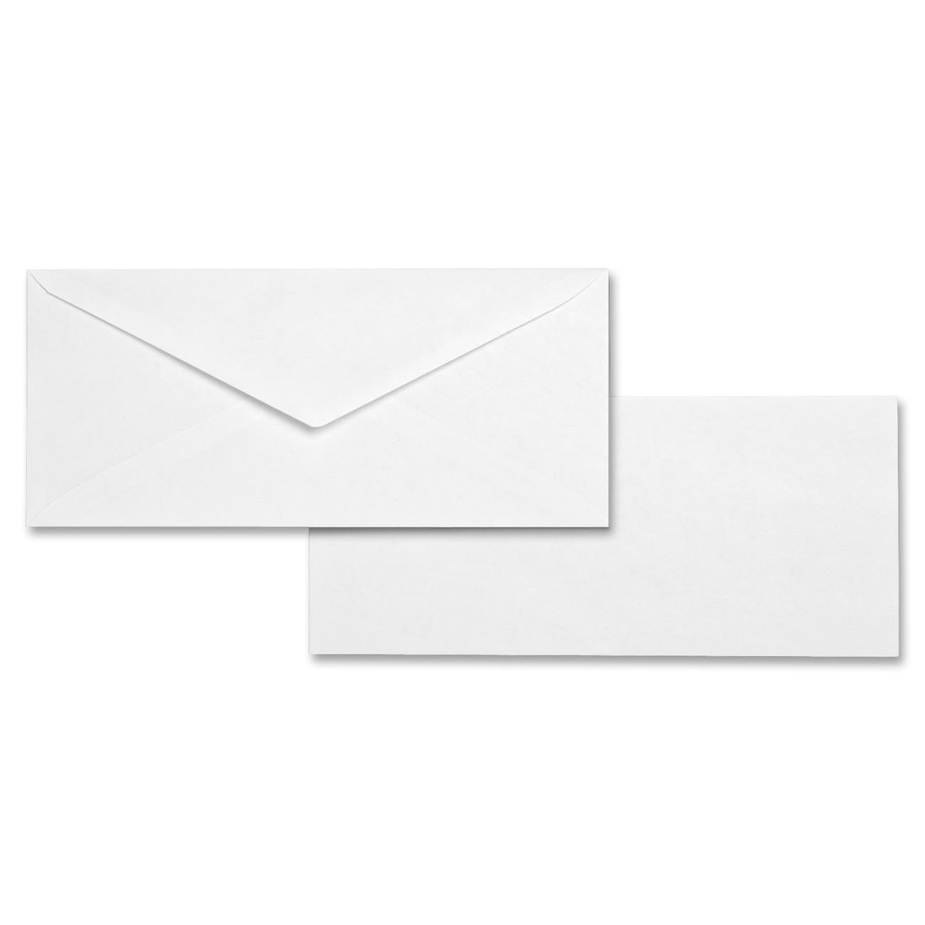 Business Source #10 (9.50'' x 4.13'') Gummed V-Flap White Envelopes - 500/Box