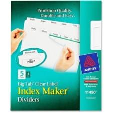 Avery Big Tab Index Maker Clear Label Divider - 5 x Divider(s) - 5 Tab(s)/Set - 8.50'' Divider Width x 11'' Divider Length - Letter - 3 Hole Punched - White - White - 5 / Set