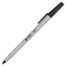 Business Source Ballpoint Stick Pen - Medium Pen Point Type - Black Ink - Light Gray Barrel - 1 Dozen