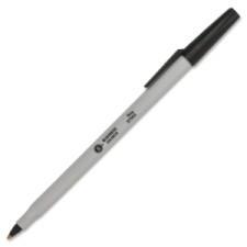 Business Source Ballpoint Stick Pen - Fine Pen Point Type - Black Ink - Light Gray Barrel - 1 Dozen