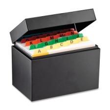 Steelmaster 263644BLA Card File Box - External Dimensions: 6.6'' Width x 4.1'' Depth x 4.9'' Height - 900 x Index Card (4'' x 6'') - Hinged Closure - Steel - Black - For Index Card - Recycled