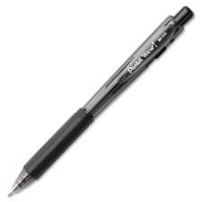 Pentel Retractable Rubber Grip Ballpoint Pen - Medium Pen Point Type - Black Ink - Transparent Barrel - 1 Dozen