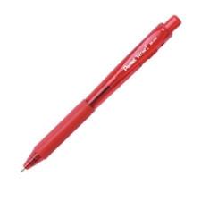 Pentel Retractable Rubber Grip Ballpoint Pen - Medium Pen Point Type - Red Ink - Transparent Barrel - 1 Dozen