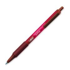 BIC SoftFeel Retractable Ball Pen - Medium Pen Point Type - Red Ink - Red Barrel