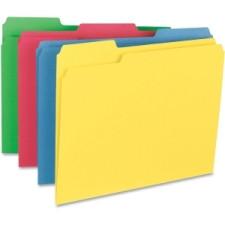 Business Source Heavyweight Assorted Color File Folder - Letter - 8 1/2'' x 11'' Sheet Size - 1/3 Tab Cut - Assorted Position Tab Location - 14 pt. Folder Thickness - Assorted - Recycled - 50