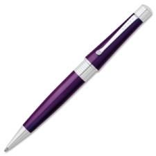 Cross Beverly Coll Lacquer & Chrome Ballpoint Pen - Fine Pen Point Type - Refillable - Black Ink - Chrome, Purple Barrel - 1 Each Each