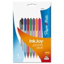 Paper Mate InkJoy 100 RT - 1 mm Pen Point Size - Refillable - Blue Ink - Transparent Blue, Tinted Barrel - 8 / Pack