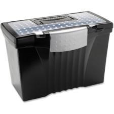 Storex Supply Compartment Plastic File Box - External Dimensions: 9'' Width x 11.5'' Depth x 17''Height - Media Size Supported: Legal, Letter - Heavy Duty - Plastic - Black - For Document - R