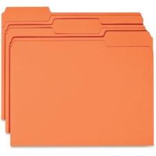 Business Source Colored File Folder - 1/3 Tab Cut - 11 pt. Folder Thickness - Orange - Recycled - 100 / Box