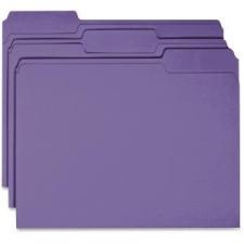 Business Source Colored File Folder - 1/3 Tab Cut - 11 pt. Folder Thickness - Purple - Recycled - 100 / Box