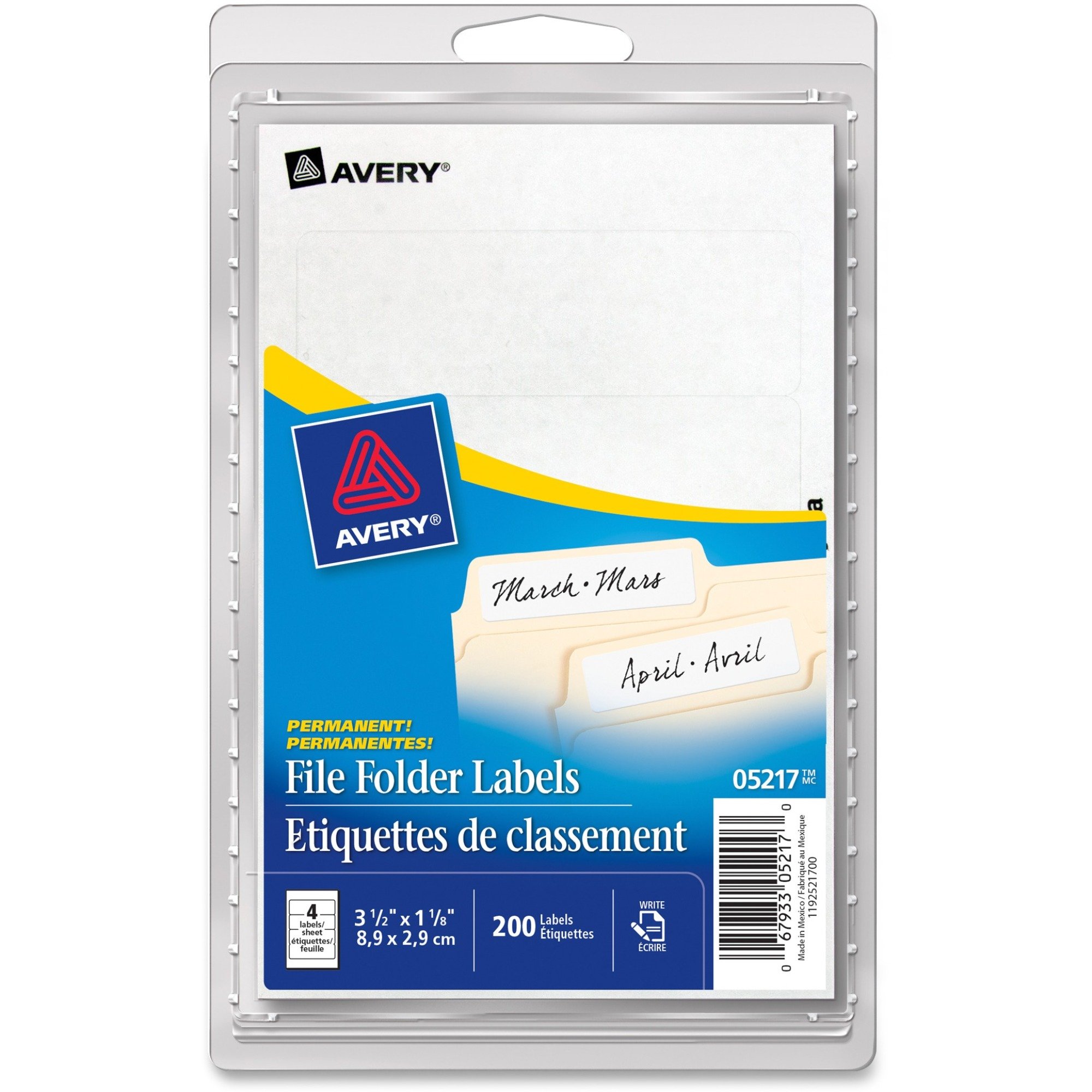 Avery® Permanent Adhesive File Folder Labels 3 1/2'' Width x 1 1/8'' Length - 200/Pack