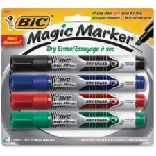BIC Chisel Tip Dry Erase Magic Markers - Chisel Marker Point Style - Assorted Ink - 4 / Pack