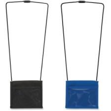Merangue Deluxe ID Badge Holders - Polyester, Polyethylene - 1 Each - Blue, Black