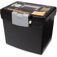 Storex Portable File Box with Top Organizer - Media Size Supported: Letter - Stackable - Plastic - Clear - For File, Folder - Recycled - 1 Each
