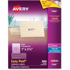 Avery Easy Peel Address Labels - 2 5/8'' Width x 1'' Length  - Clear - 300/Pack