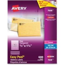 Avery Easy Peel Address Labels - 1 3/4'' Width x 2/3'' Length - 60 / Sheet - Rectangle - Laser, Inkjet - Clear - 600 / Pack