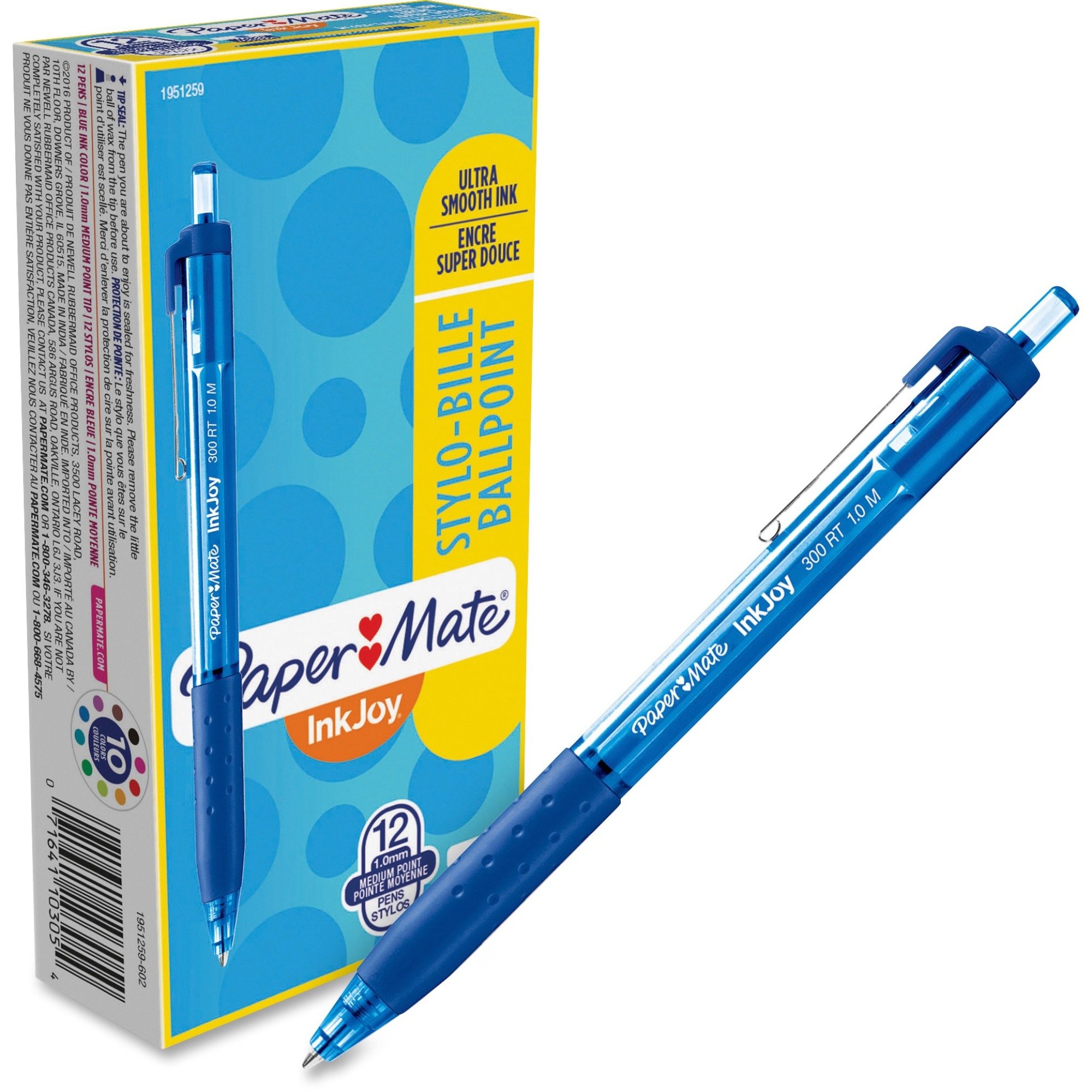 Paper Mate Inkjoy 300 RT Blue Ballpoint Pens 12/Box Office Buggy