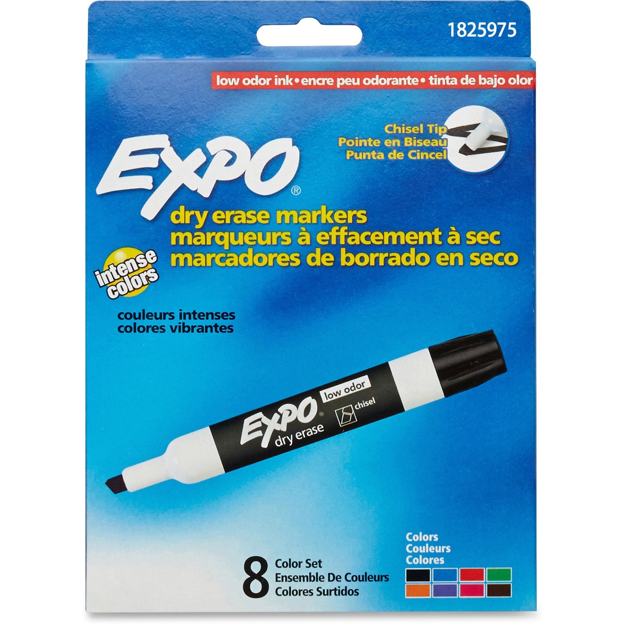 EXPO Dry Erase Markers, Chisel Tip, Assorted Colours - 8/Pack
