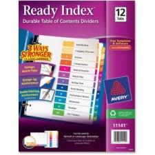 Avery Ready Index Table of Contents Reference Divider - 12 x Divider(s) - Printed 1-12 - 12 Tab(s)/Set - 8.50'' Divider Width x 11'' Divider Length - Letter - 3 Hole Punched - White Paper Div