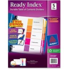 Avery Ready Index Table of Contents Reference Divider - 5 x Divider(s) - Printed 1-5 - 5 Tab(s)/Set - 8.50'' Divider Width x 11'' Divider Length - Letter - 3 Hole Punched - White Paper Divide