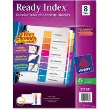 Avery Ready Index Table of Contents Reference Divider - 8 x Divider(s) - Printed 1-8 - 8 Tab(s)/Set - 8.50'' Divider Width x 11'' Divider Length - Letter - 3 Hole Punched - White Paper Divide