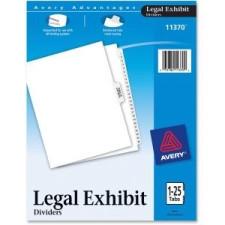 Avery Premium Collated Legal Exhibit Divider - 26 x Divider(s) - Printed 1 - 25 - 26 Tab(s)/Set - 8.50'' Divider Width x 11'' Divider Length - Letter - White Paper Divider - White - 25 / Set
