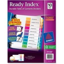 Avery Ready Index Table of Contents Reference Divider - 10 x Divider(s) - Printed 1-10 - 10 Tab(s)/Set - 8.50'' Divider Width x 11'' Divider Length - Letter - 3 Hole Punched - White Paper Div