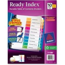 Avery Ready Index Table of Contents Reference Divider - 10 x Divider(s) - Printed 1 to 10 - 10 Tab(s)/Set - 8.50'' Divider Width x 11'' Divider Length - Letter - 3 Hole Punched - White Paper 