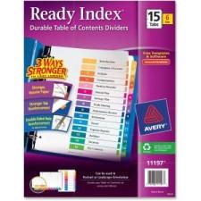 Avery Ready Index Table of Contents Reference Dividers - 15 x Divider(s) - Printed 1 to 15 - 15 Tab(s)/Set - 8.50'' Divider Width x 11'' Divider Length - Letter - 3 Hole Punched - White Paper