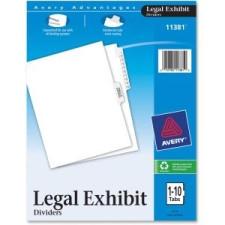 Avery Premium Collated Legal Exhibit Divider - 11 x Divider(s) - Printed 1 - 10 - 11 Tab(s)/Set - 8.50'' Divider Width x 11'' Divider Length - Letter - White Paper Divider - White - 10 / Set