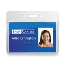 Baumgartens ID Badge Holder - 3.4'' (85.7 mm) x 2.4'' (60.3 mm) - Vinyl - 12 / Pack - Clear
